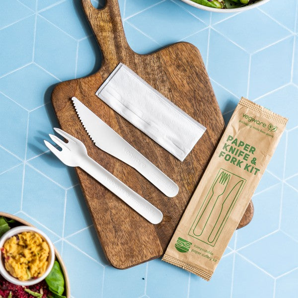 Vegware Compostable paper knife and fork kit