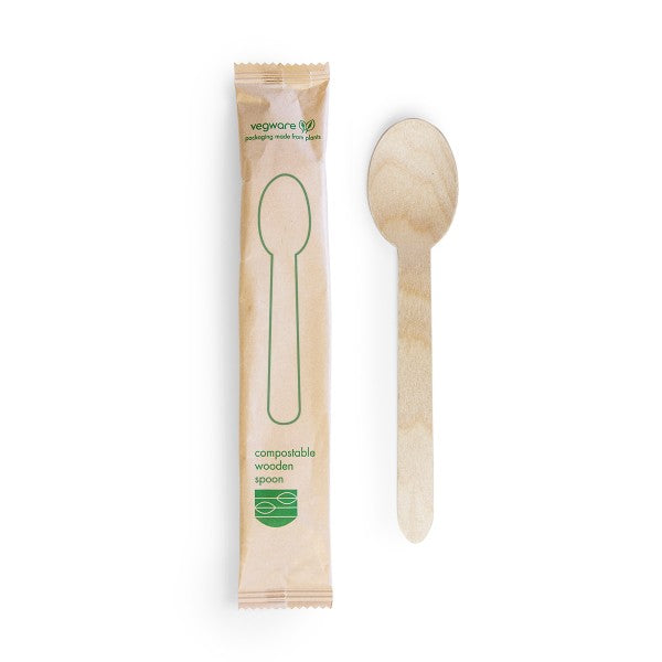 Vegware Compostable wooden spoon, wrapped
